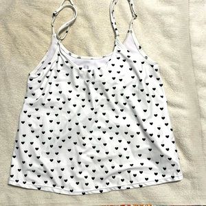 Brand New never been worn White with black hearts ~ tankini top ~ size M